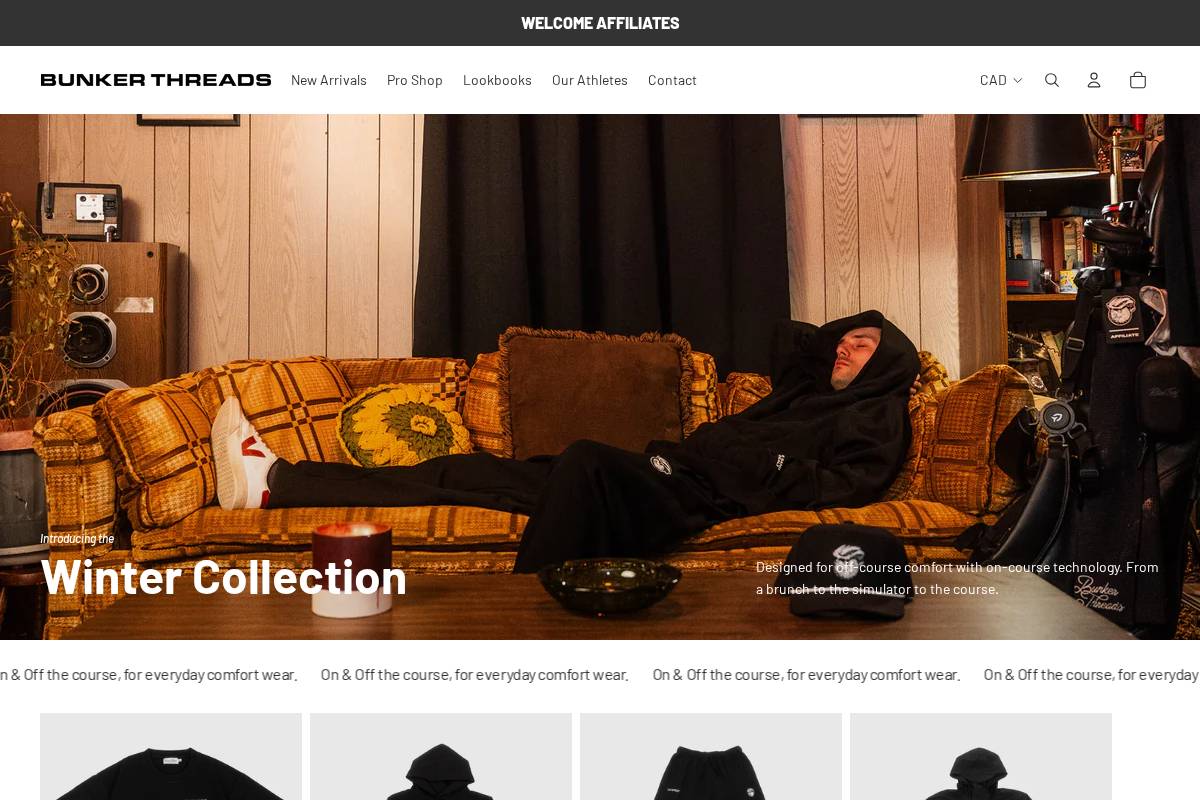 bunkerthreads.com homepage screenshot