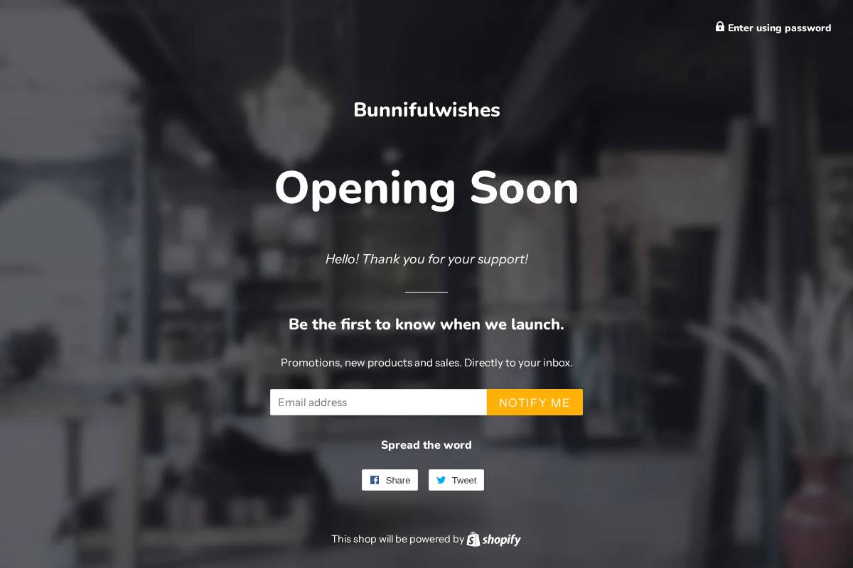 bunnifulwishes.com homepage screenshot