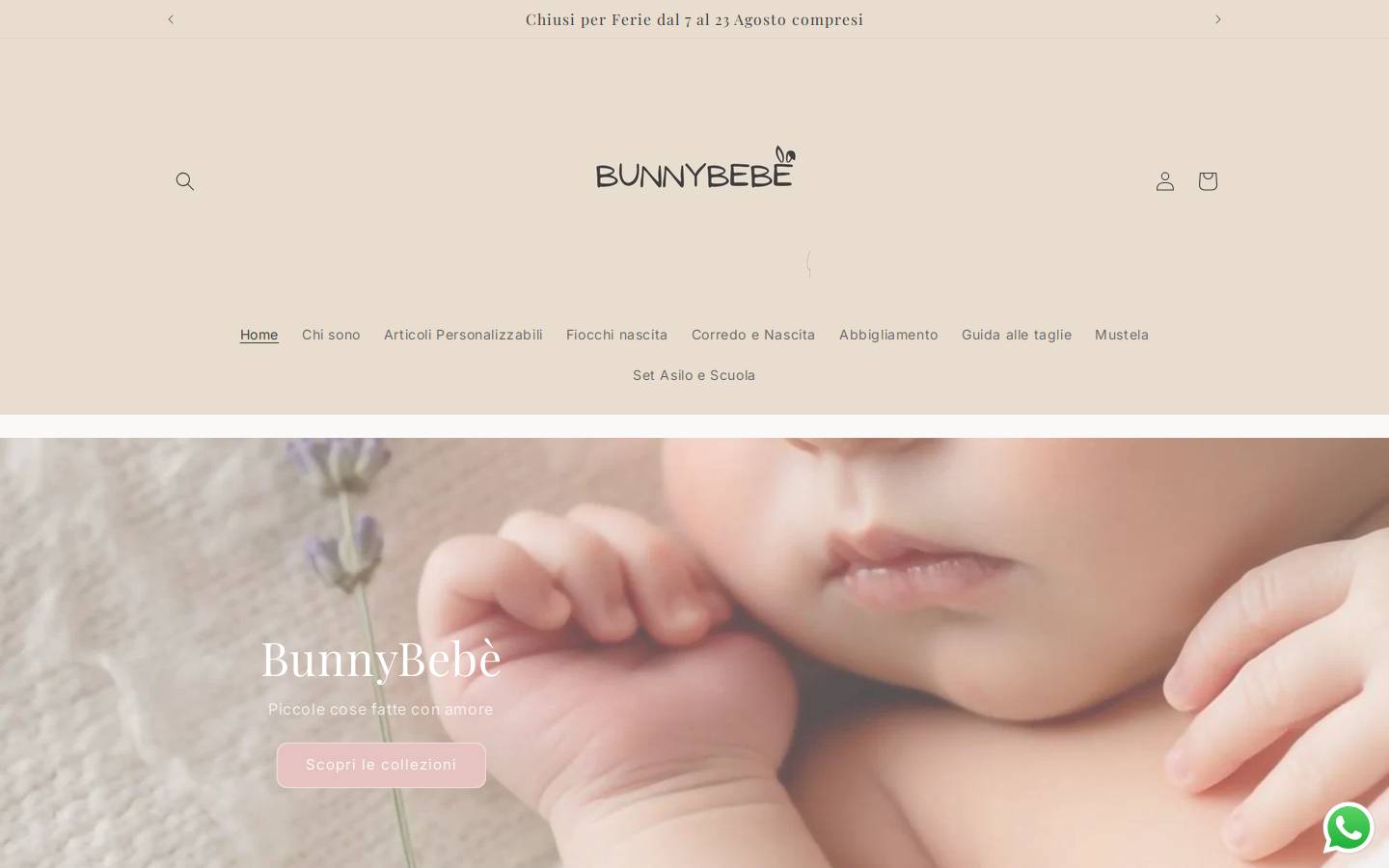 bunnybebe.it homepage screenshot