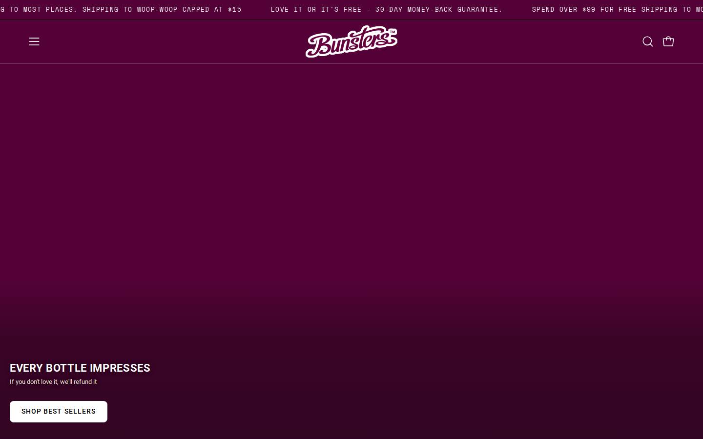 bunstersworldwide.com.au homepage screenshot