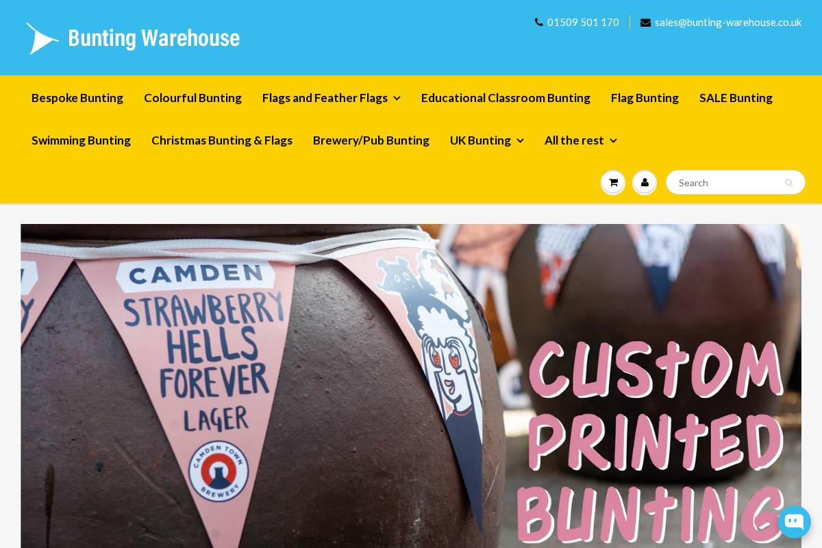 bunting-warehouse.co.uk homepage screenshot