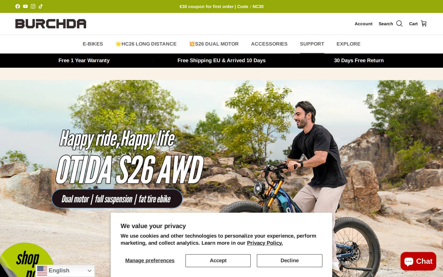 Burchda Ebike homepage screenshot