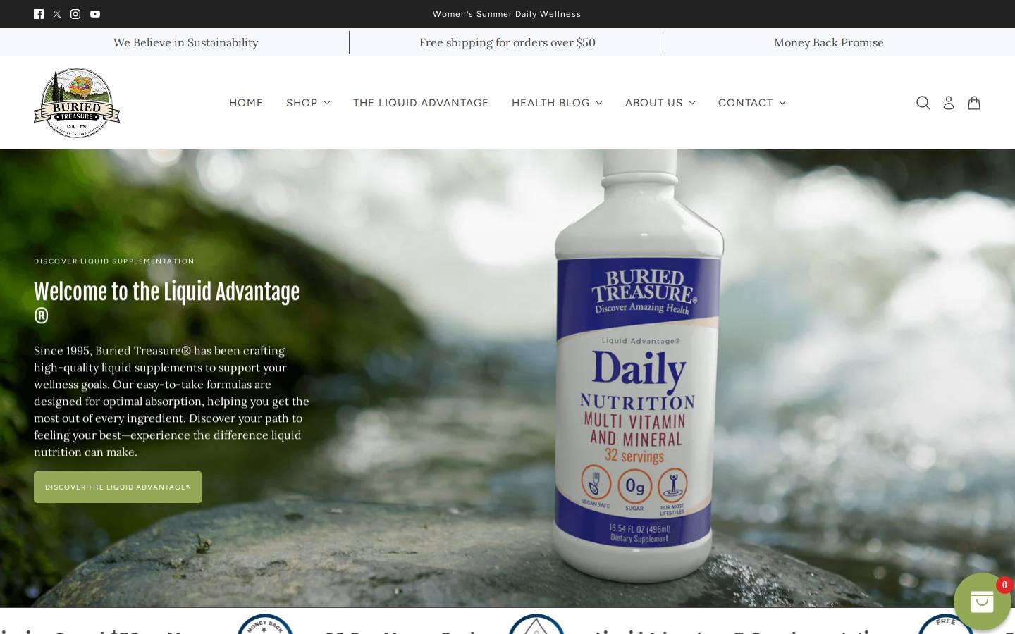 buriedtreasureln.com homepage screenshot