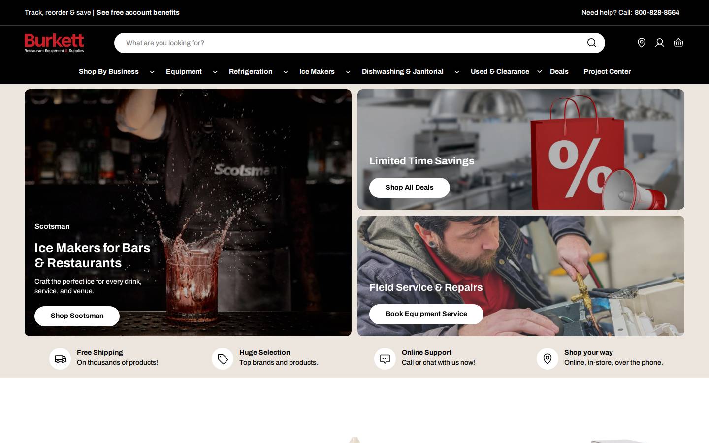 Burkett Restaurant Equipment & Supplies homepage screenshot