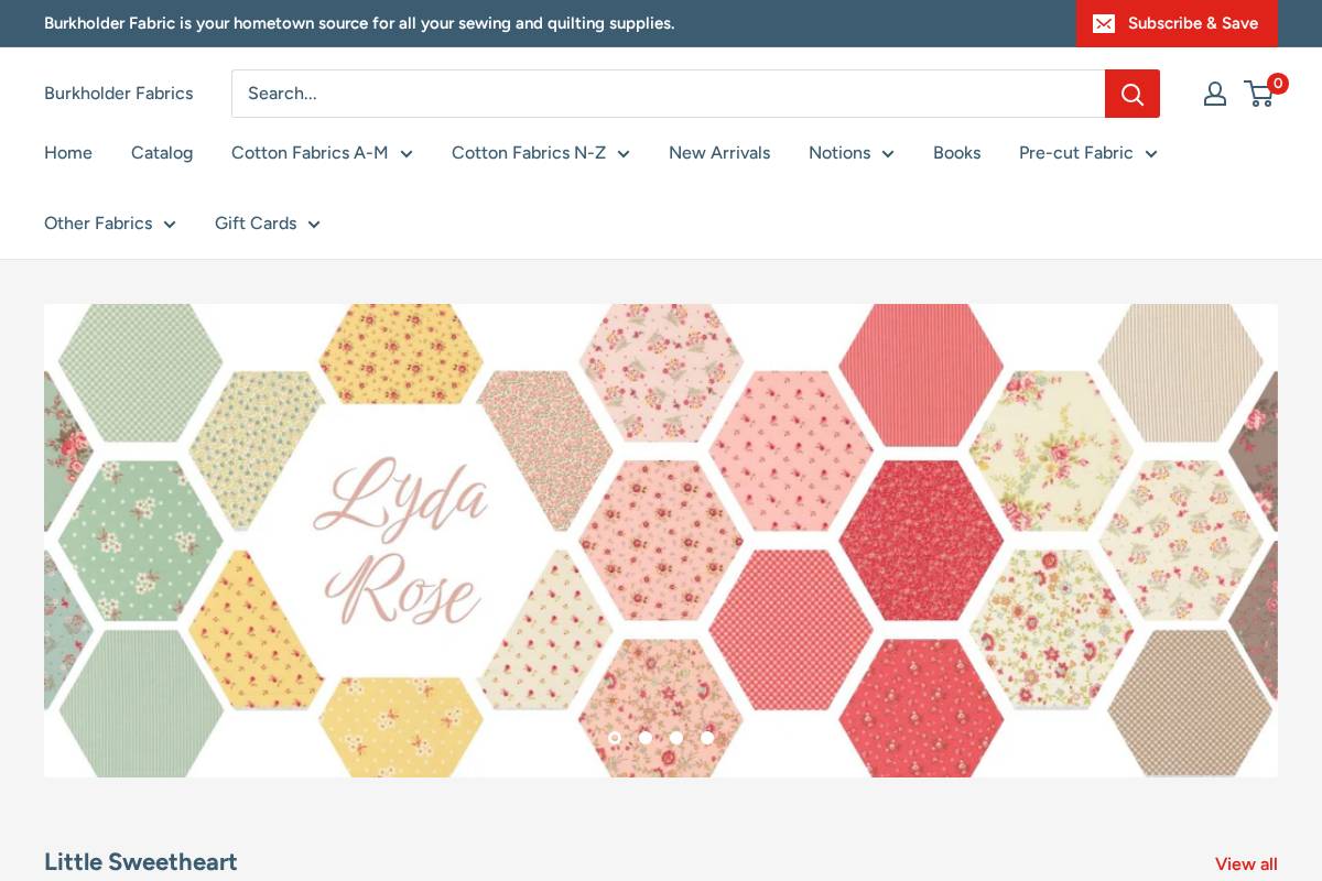 Burkholder Fabrics homepage screenshot