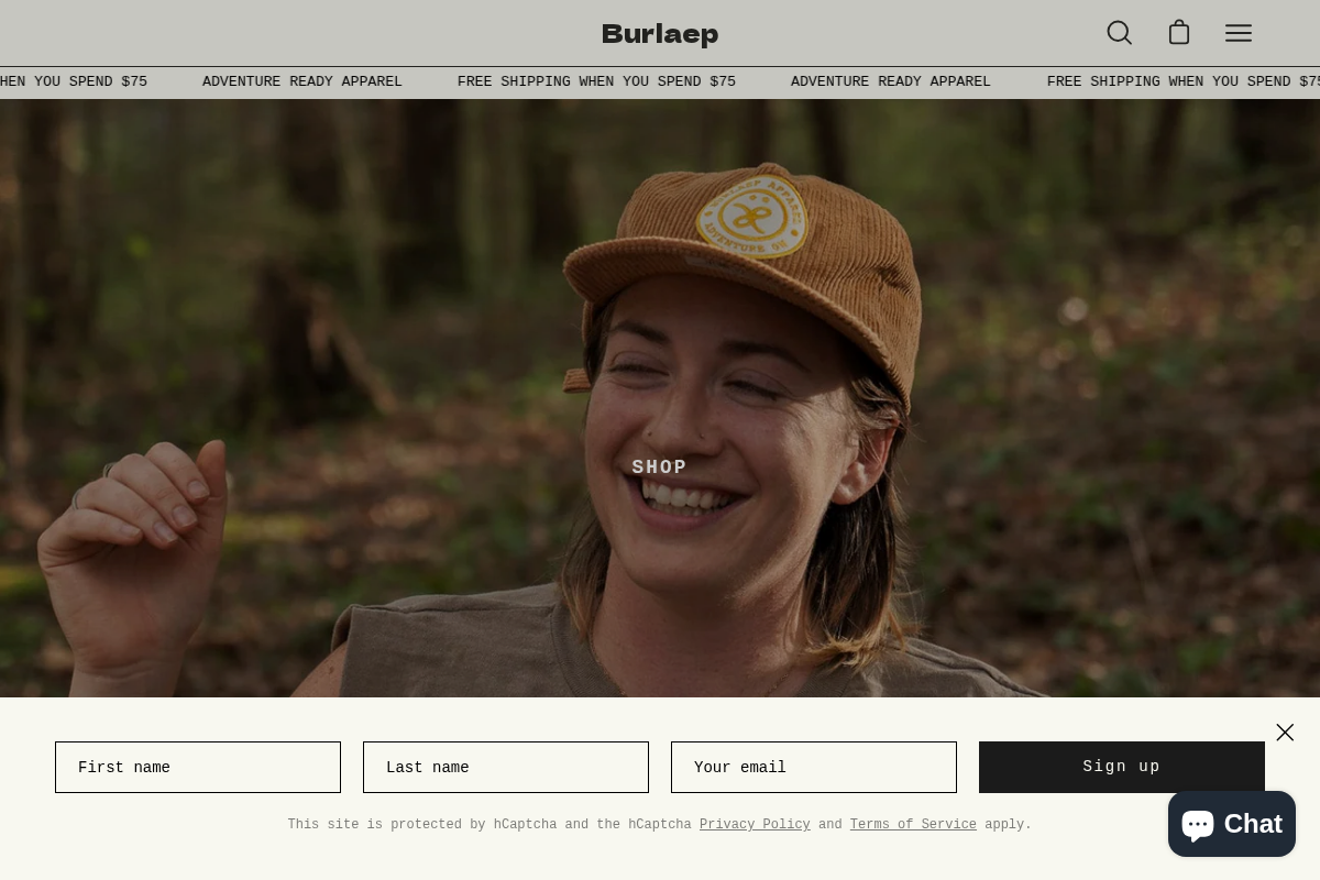 Burlaep homepage screenshot
