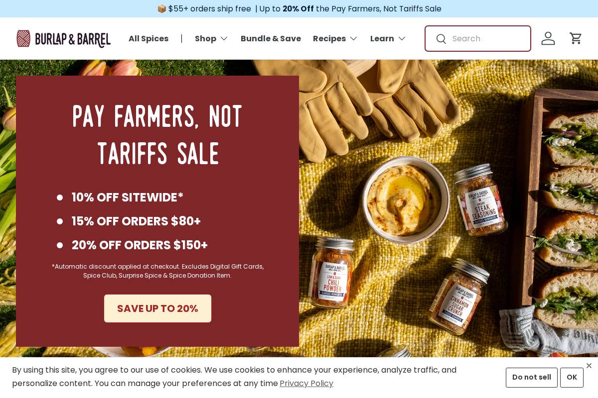 Burlap & Barrel homepage screenshot