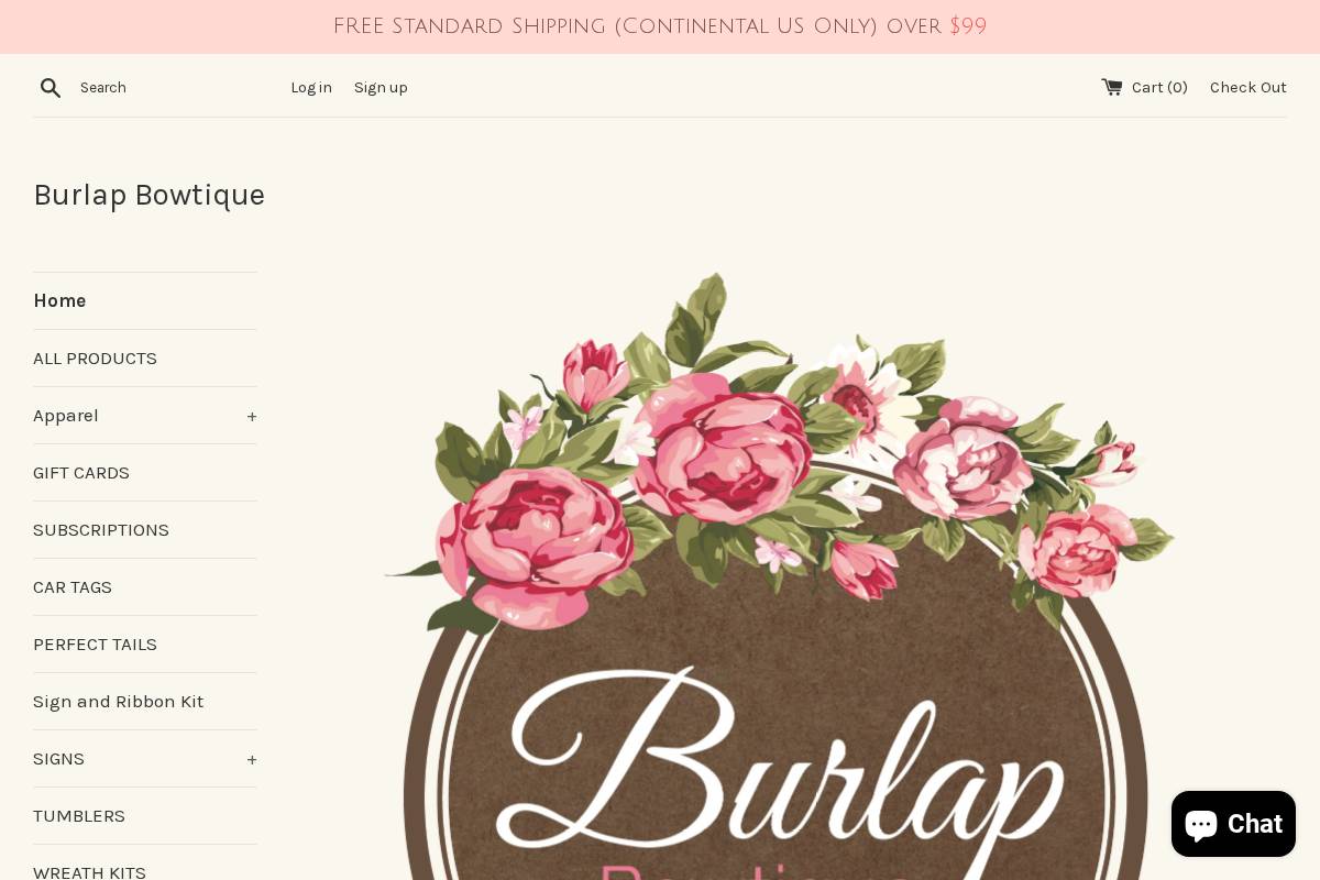 burlapbowtique.com homepage screenshot