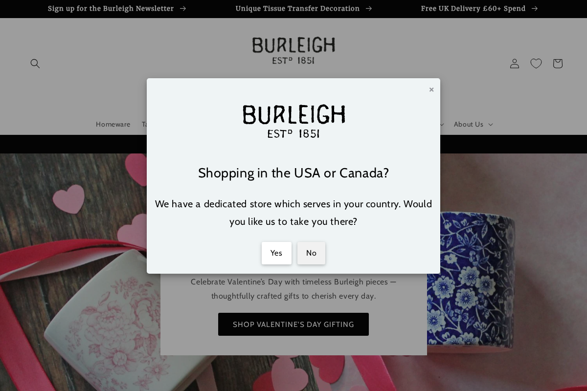 Burleigh Pottery homepage screenshot