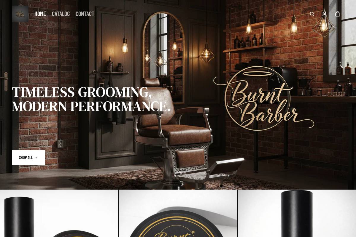 burntbarber.com homepage screenshot