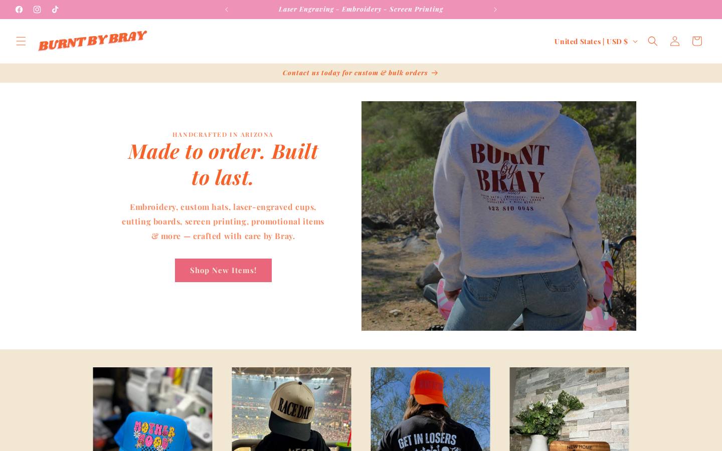 burntbybray.com homepage screenshot