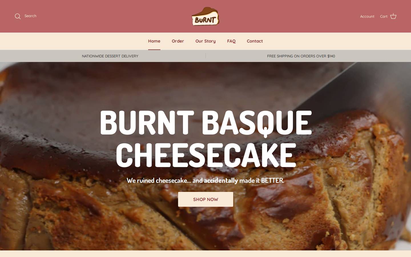 burntcheesecake.com homepage screenshot