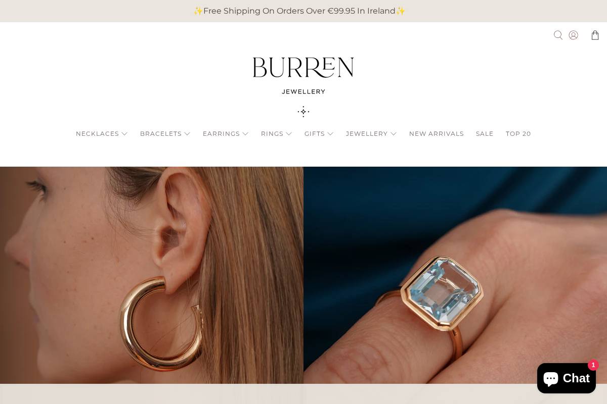 Burren Jewellery homepage screenshot