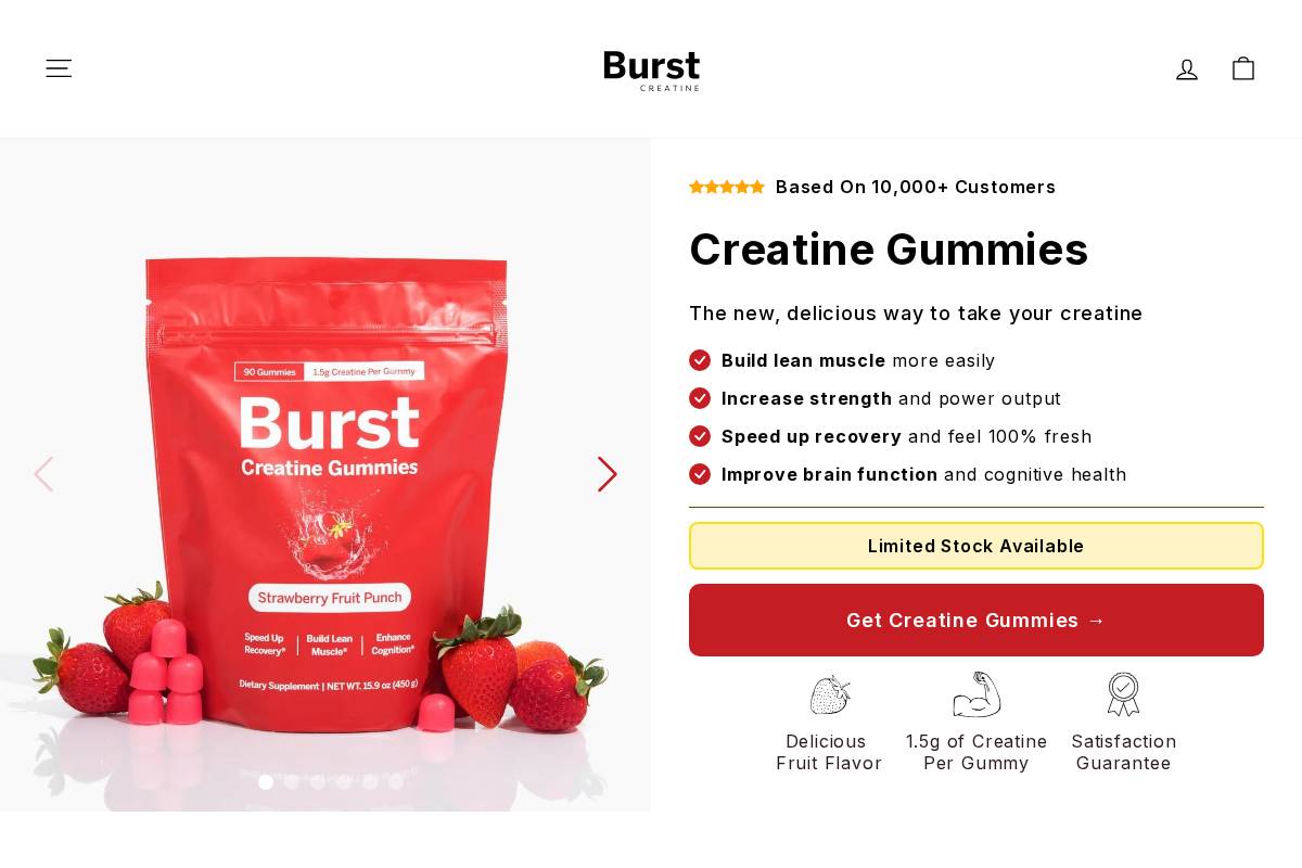 burstcreatine.com homepage screenshot