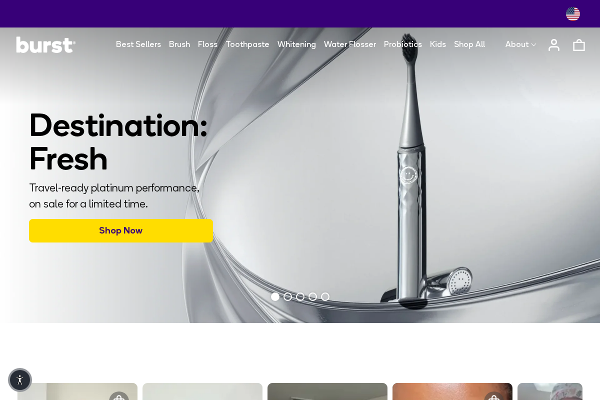 Burst Oral Care homepage screenshot
