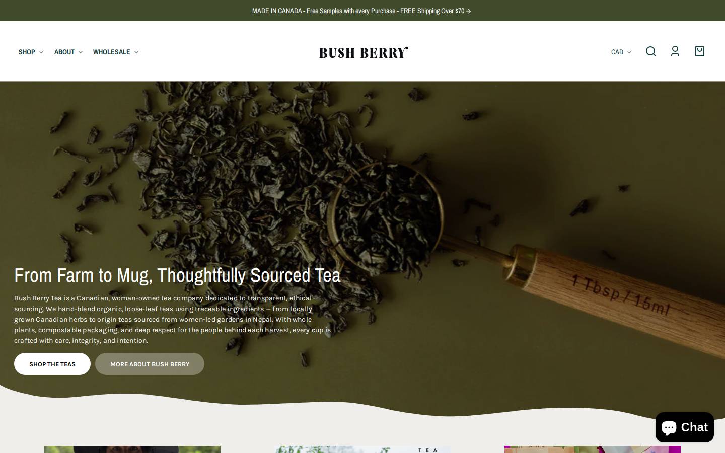 bushberry.ca homepage screenshot