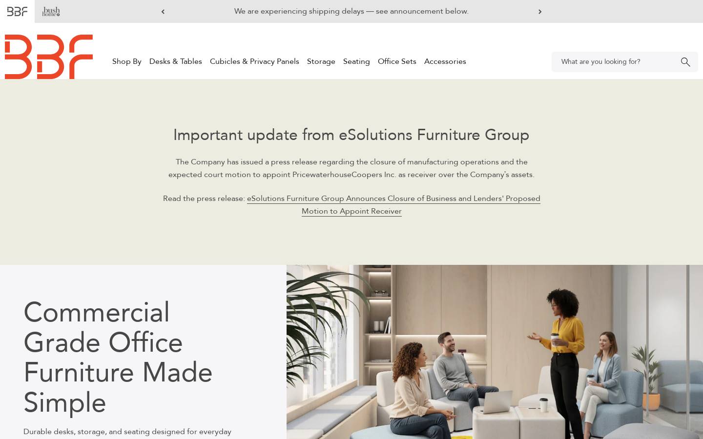 bushbusinessfurniture.com homepage screenshot