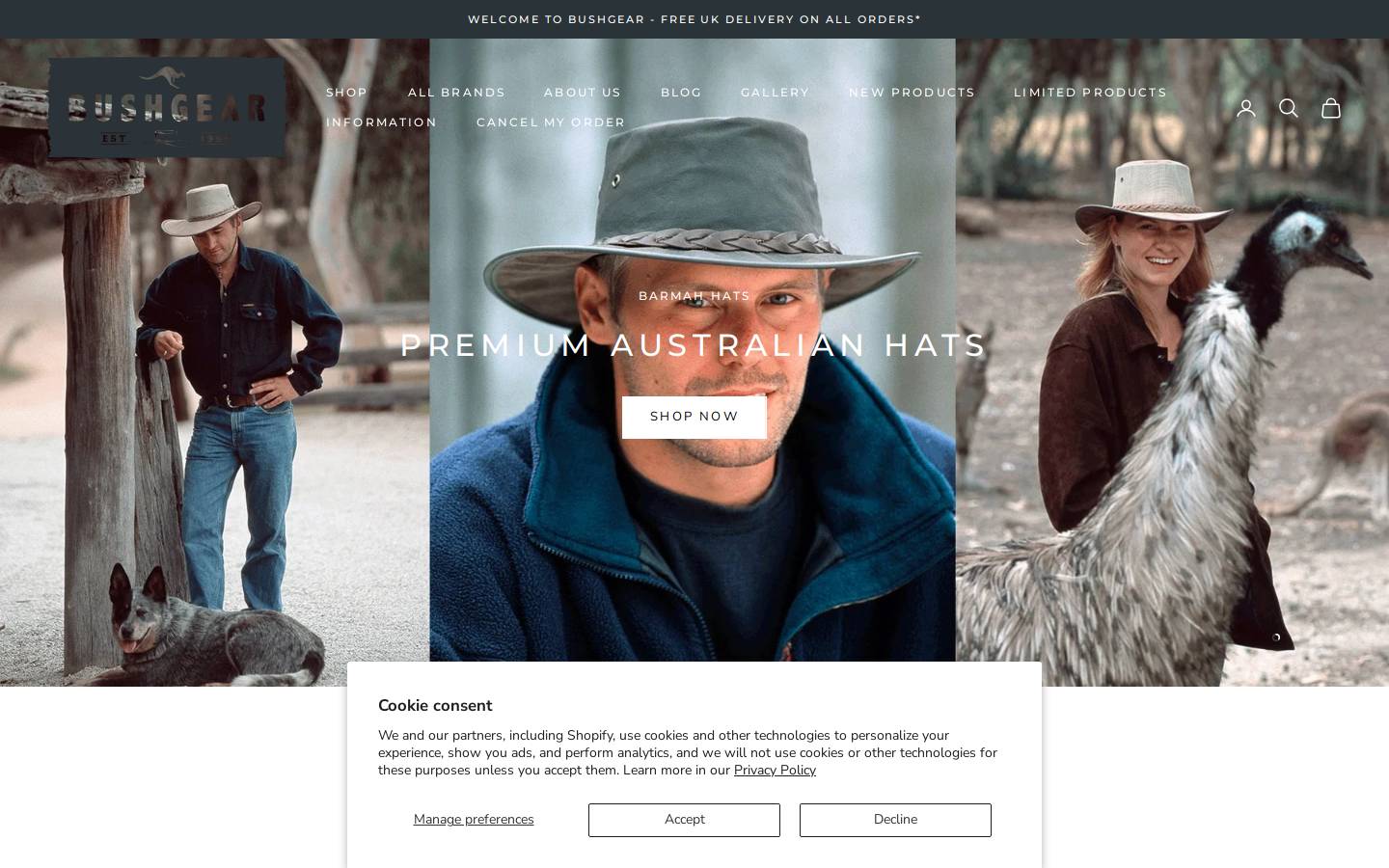 Bushgear homepage screenshot