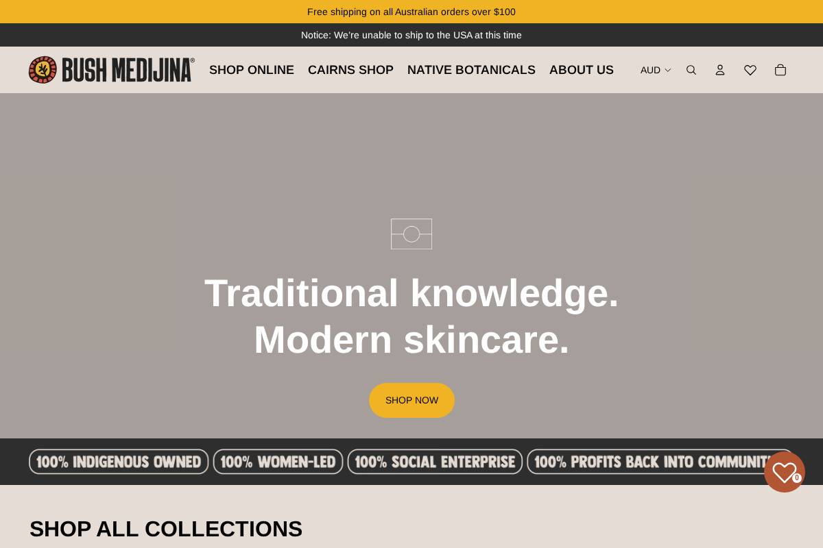 bushmedijina.com.au homepage screenshot