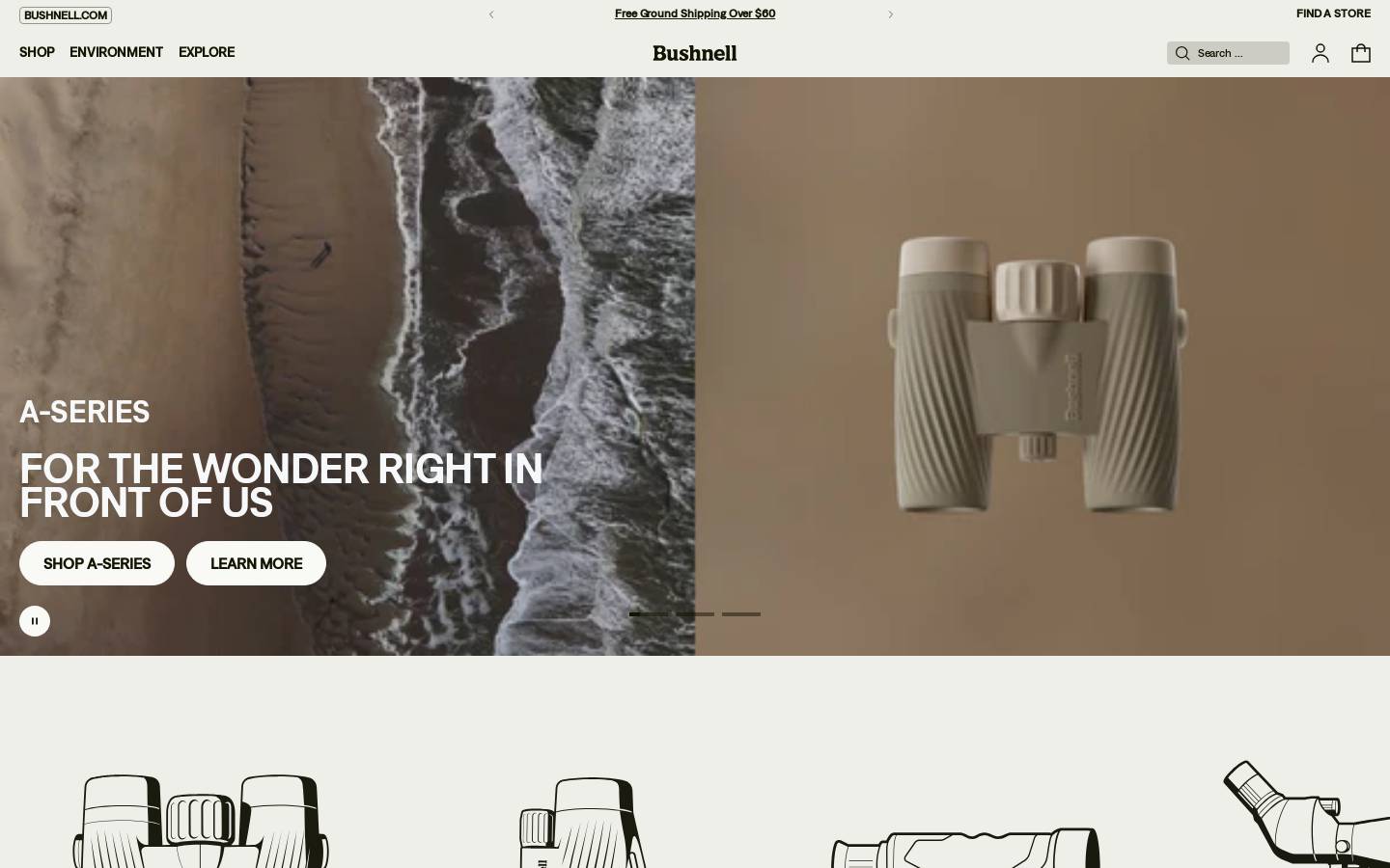 bushnelloutdoor.com homepage screenshot