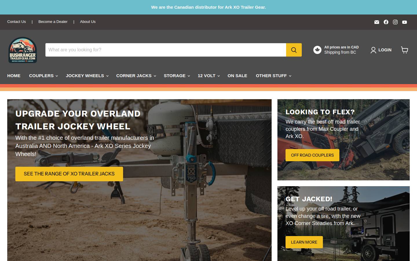 bushrangertrailers.com homepage screenshot