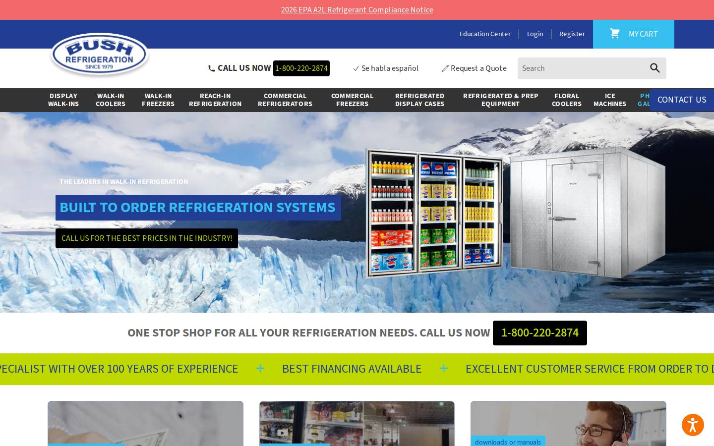 Bush Refrigeration homepage screenshot