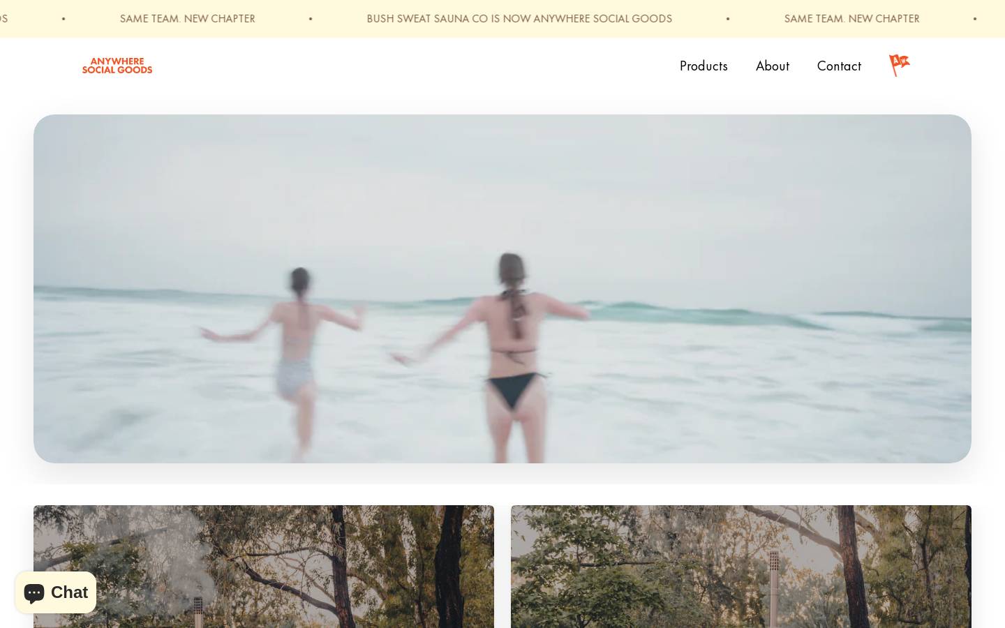 Anywhere Social Goods homepage screenshot