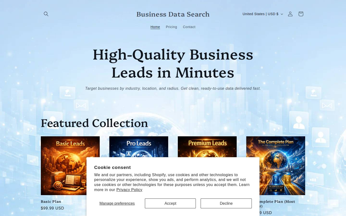 businessdatasearch.com homepage screenshot