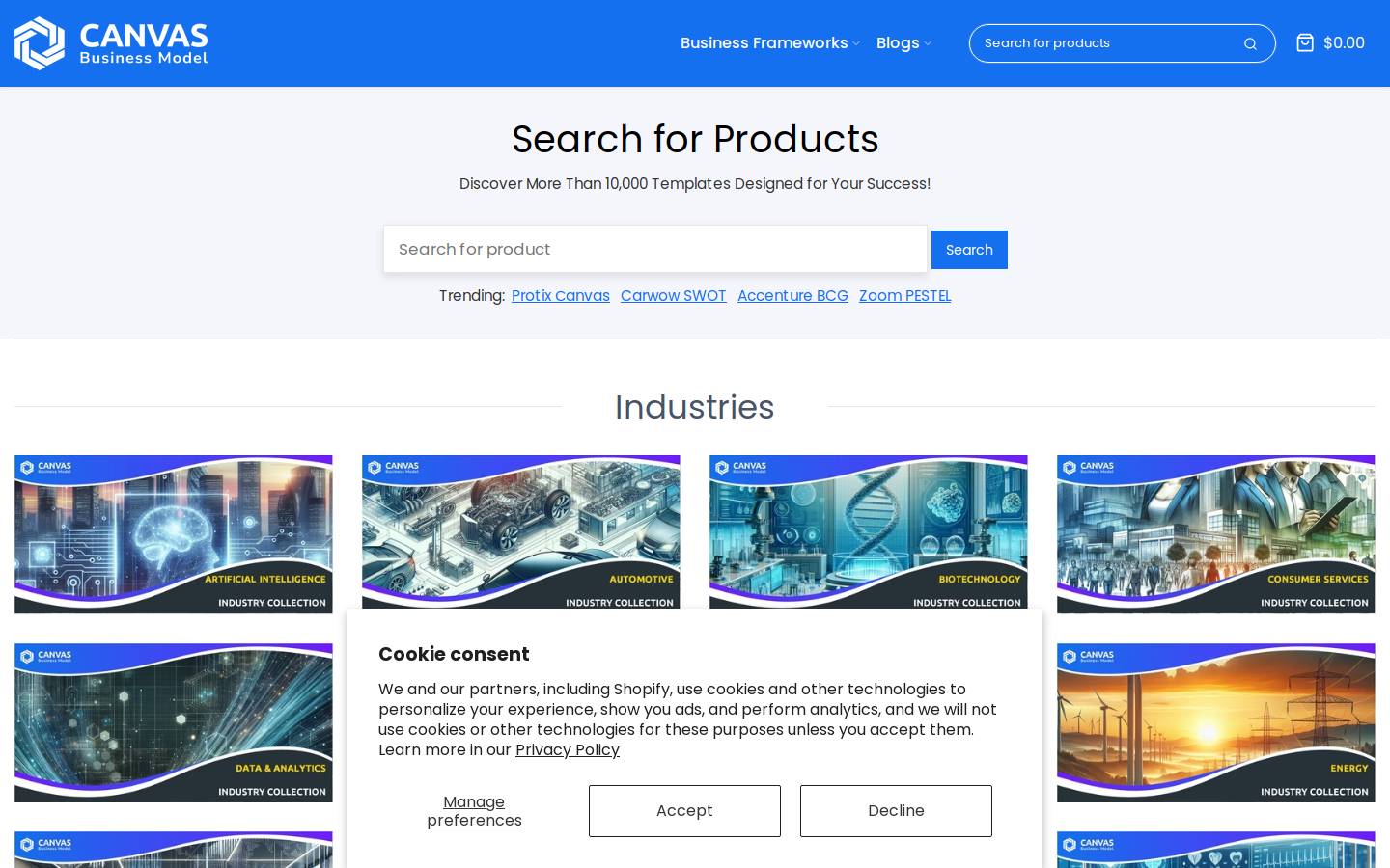 businessmodelcanvastemplate.com homepage screenshot
