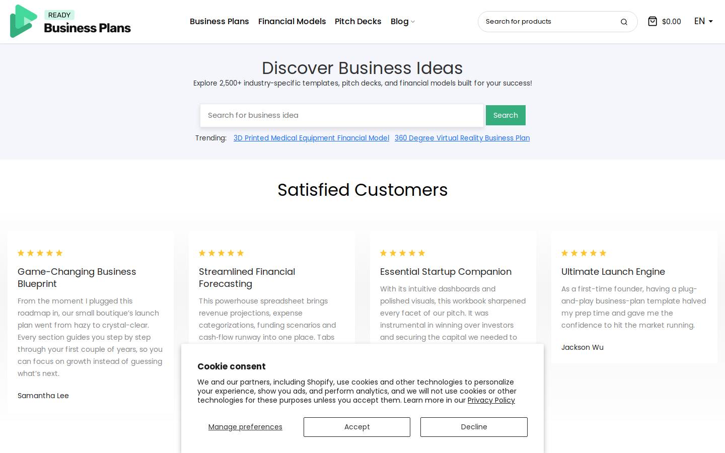 businessplanos.com homepage screenshot