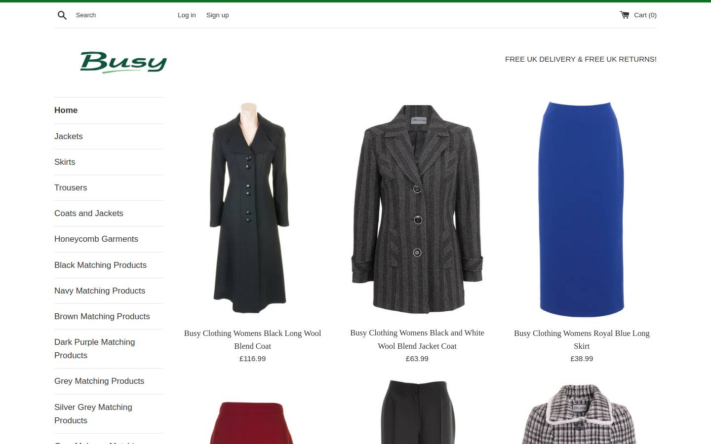 busyclothing.com homepage screenshot