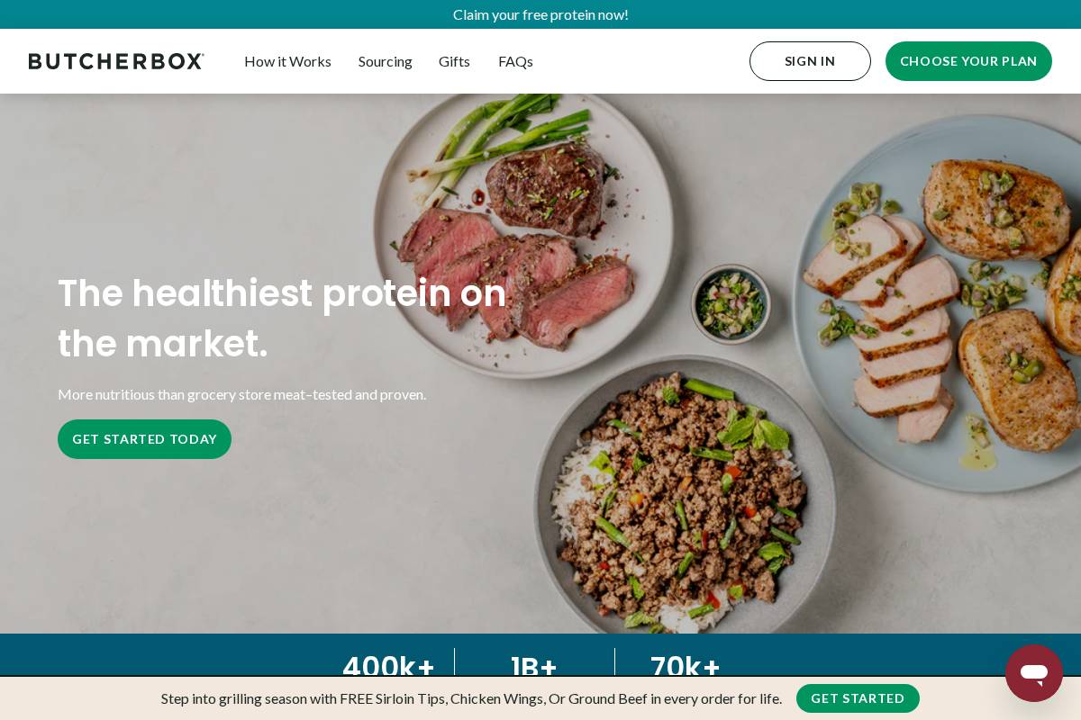 ButcherBox homepage screenshot