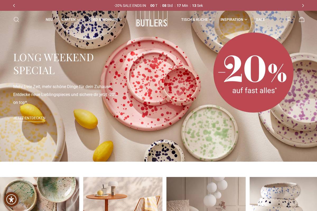 BUTLERS GmbH & Co.KG homepage screenshot