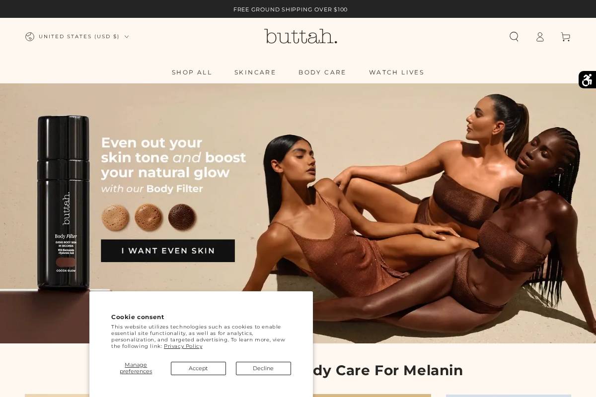 Buttahskin homepage screenshot