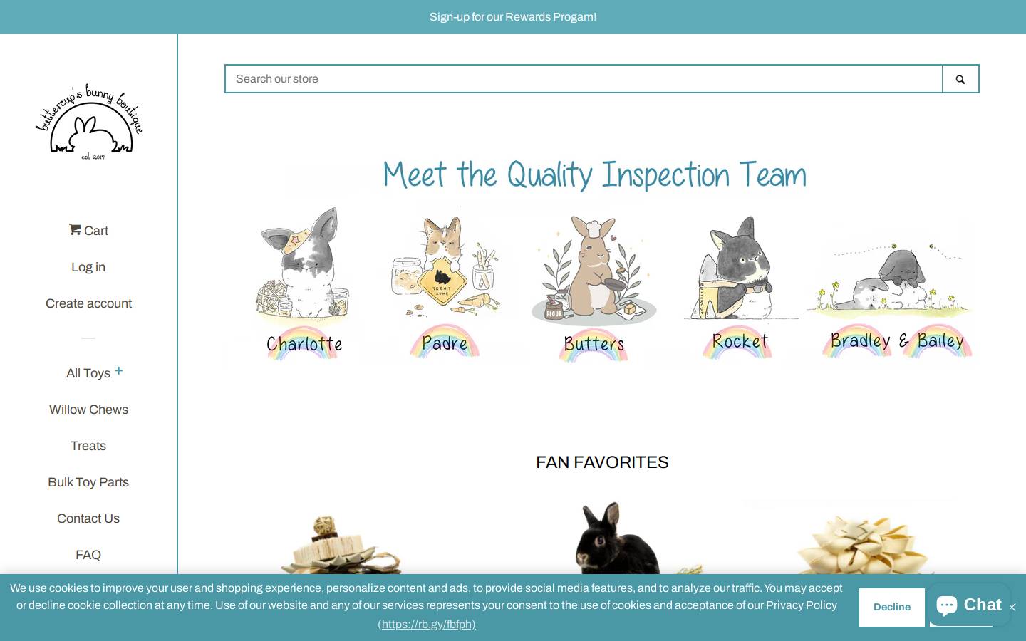 buttercupsbunnyboutique.com homepage screenshot