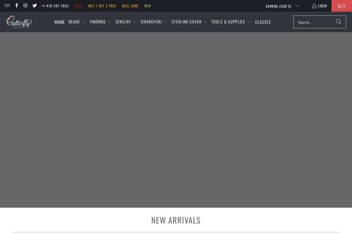 Butterfly Beads and Jewellery homepage screenshot