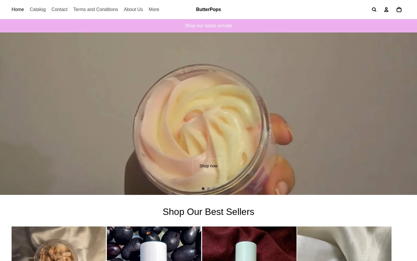 butterpops.com homepage screenshot