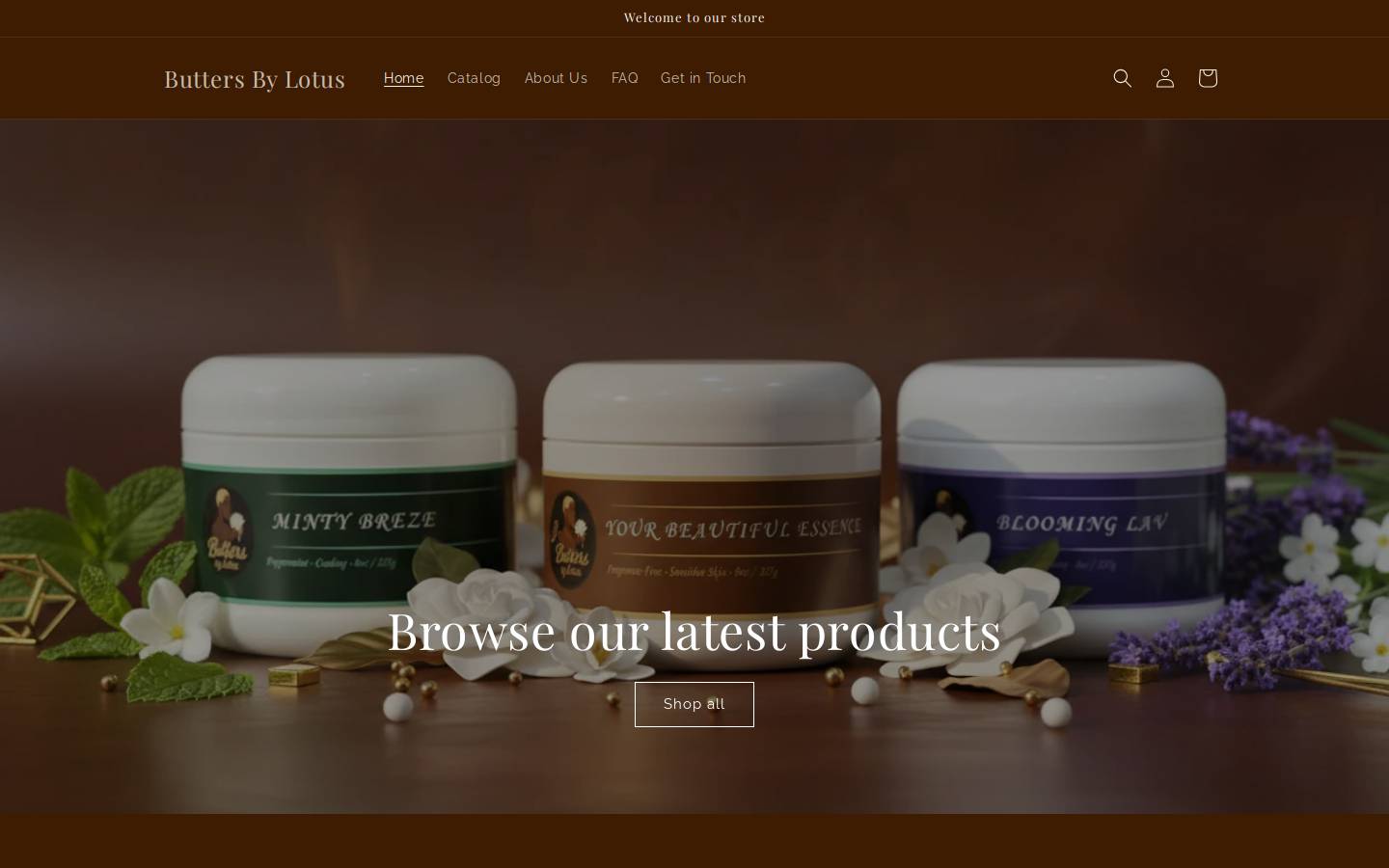 buttersbylotus.com homepage screenshot