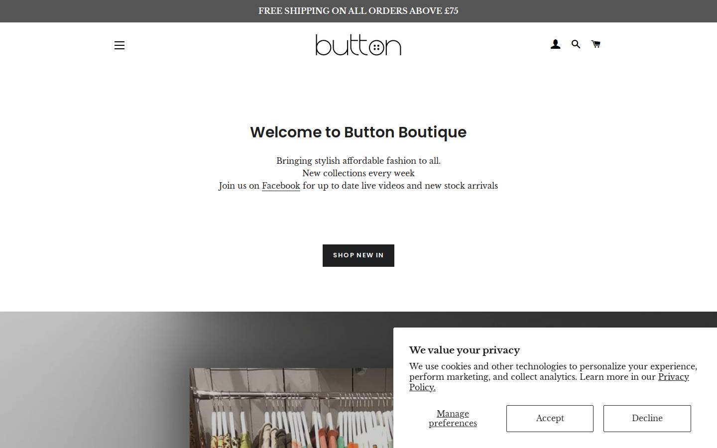 buttonboutique.co homepage screenshot