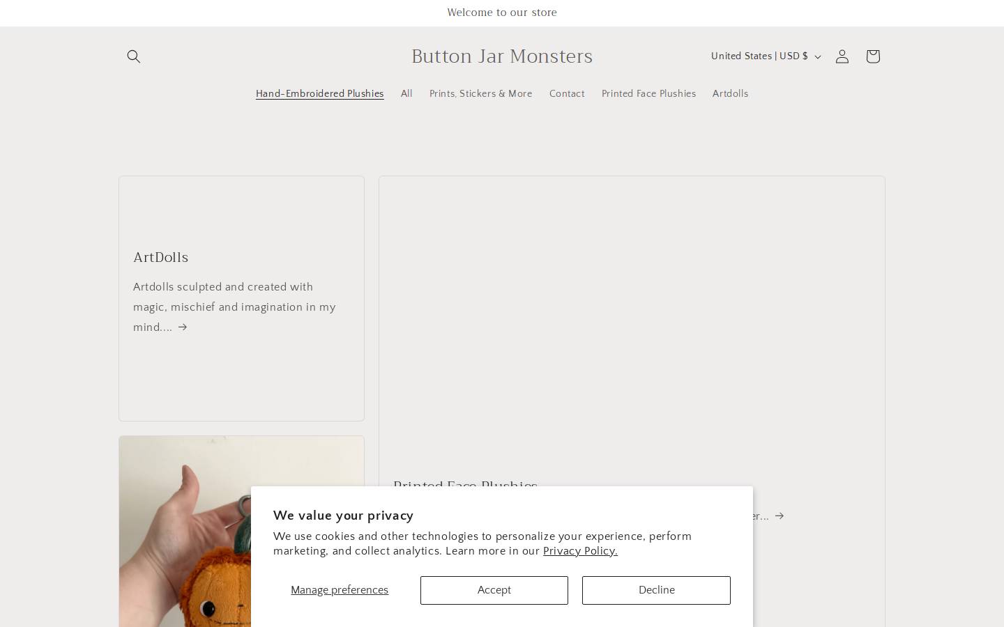 buttonjarmonsters.com homepage screenshot