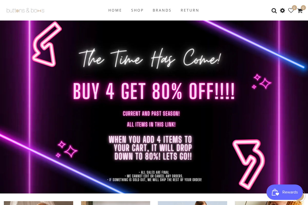 Buttons and Bows homepage screenshot