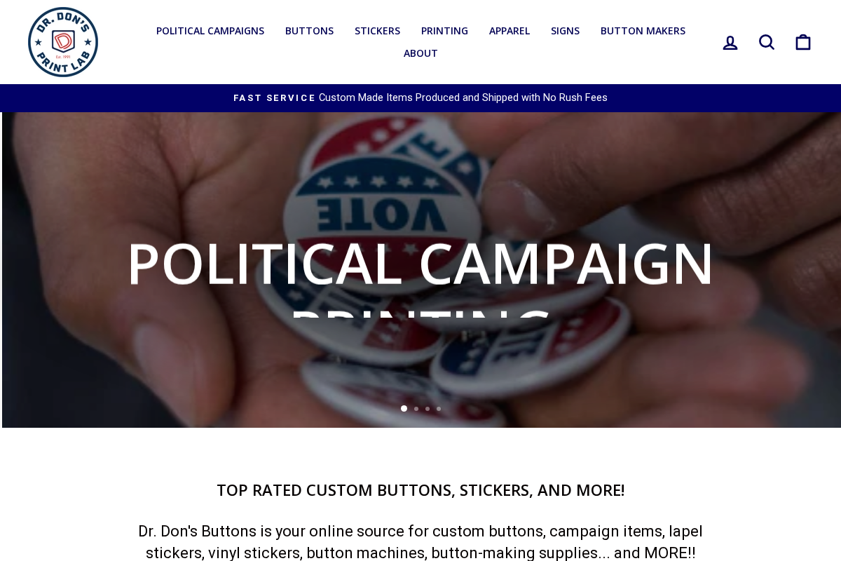 Dr Don's Buttons homepage screenshot