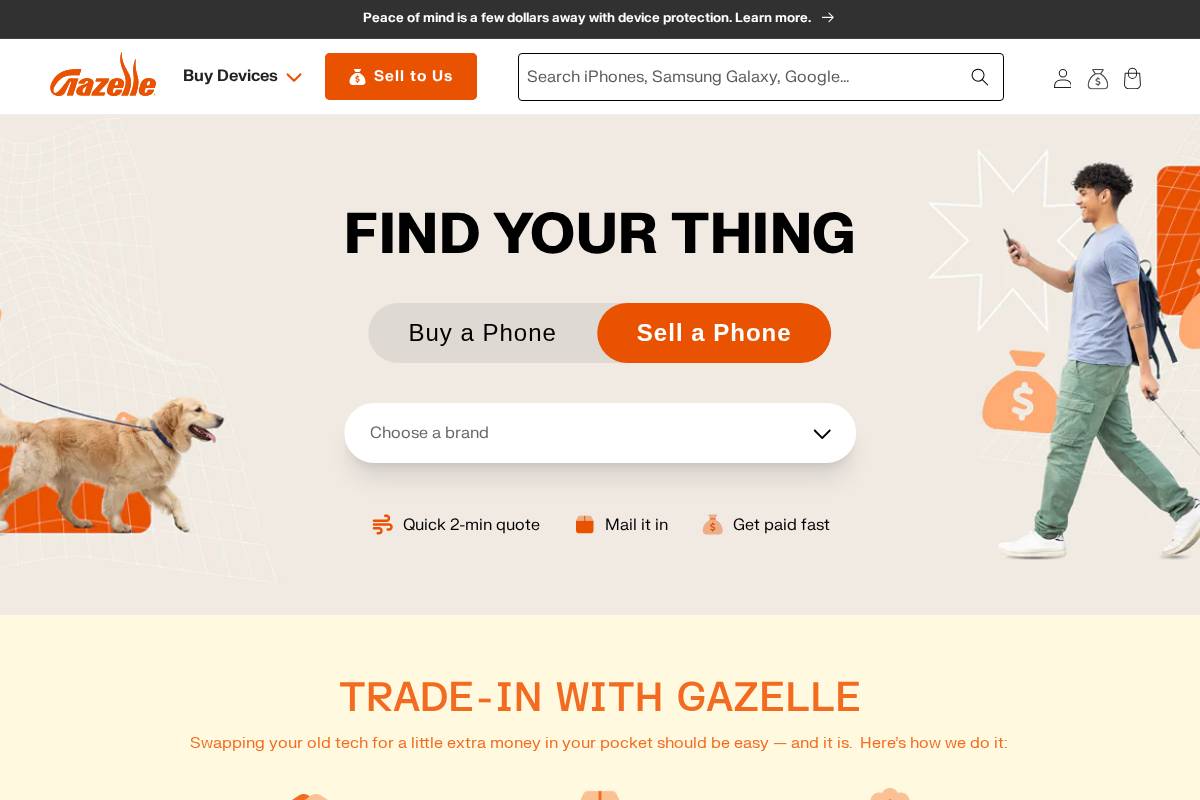 buy.gazelle.com homepage screenshot