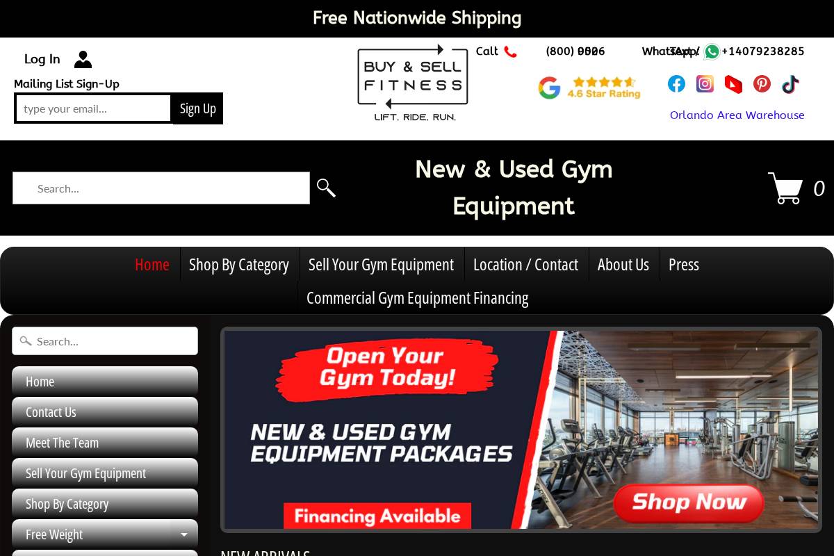 buyandsellfitness.com homepage screenshot