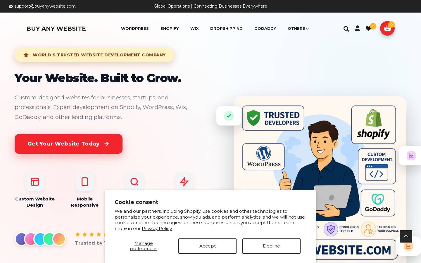 buyanywebsite.com homepage screenshot