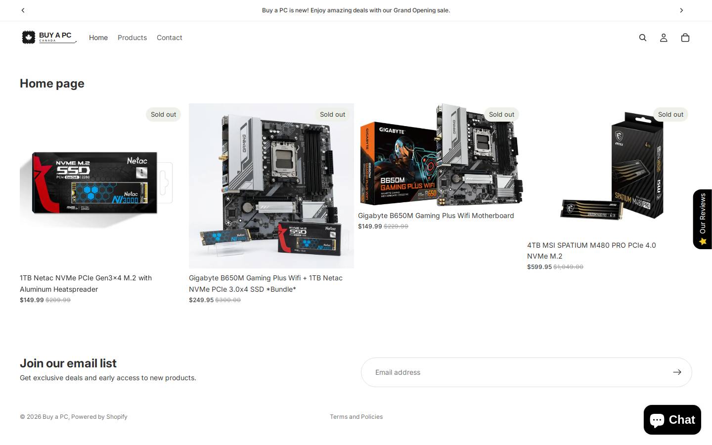 Buy a PC Canada homepage screenshot