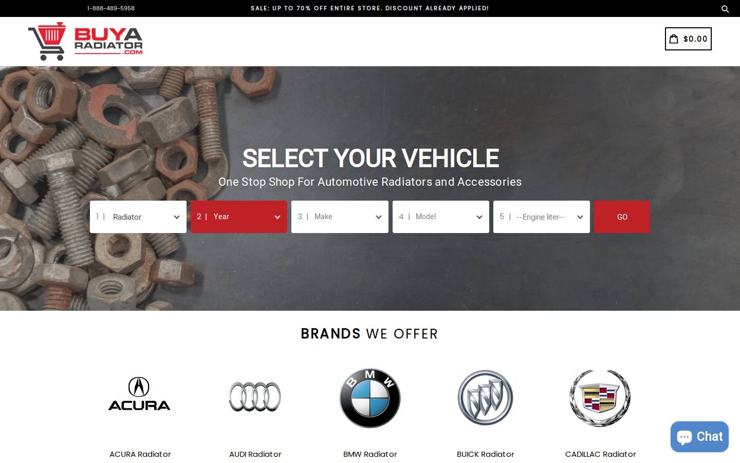 Buy A Radiator homepage screenshot