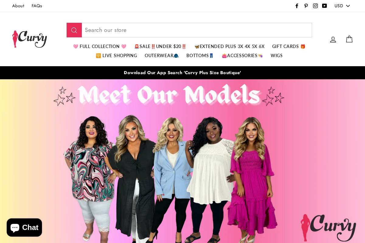 Curvy Plus Size Boutique homepage screenshot