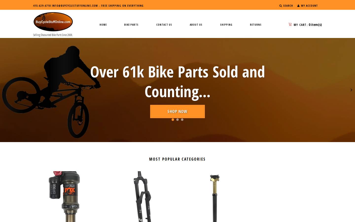 buycyclestuffonline.com homepage screenshot