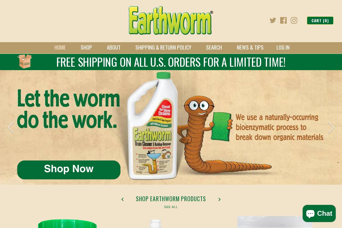 buyearthworm.com homepage screenshot